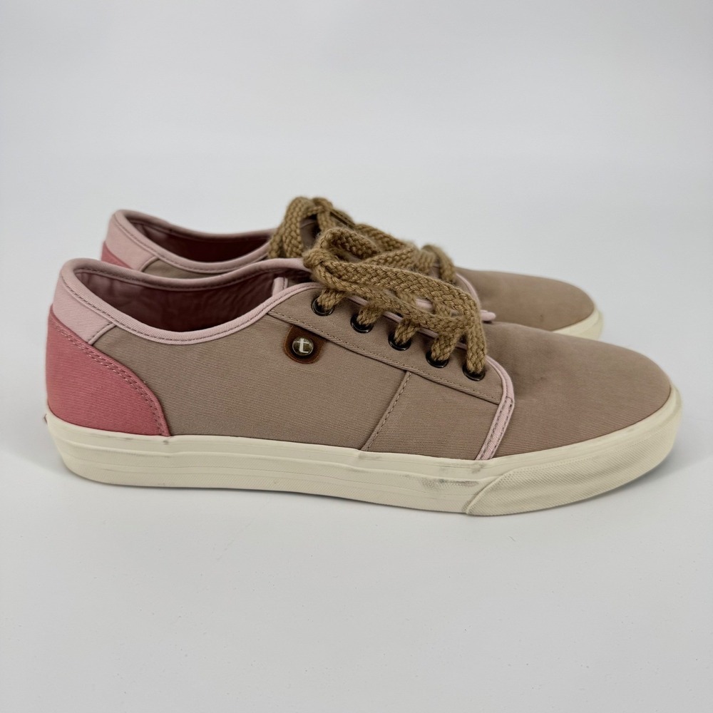 Taos Super Soul SSL-14101 Womens 11 Tan Pink Canvas Low Top Sneakers Rope Laces